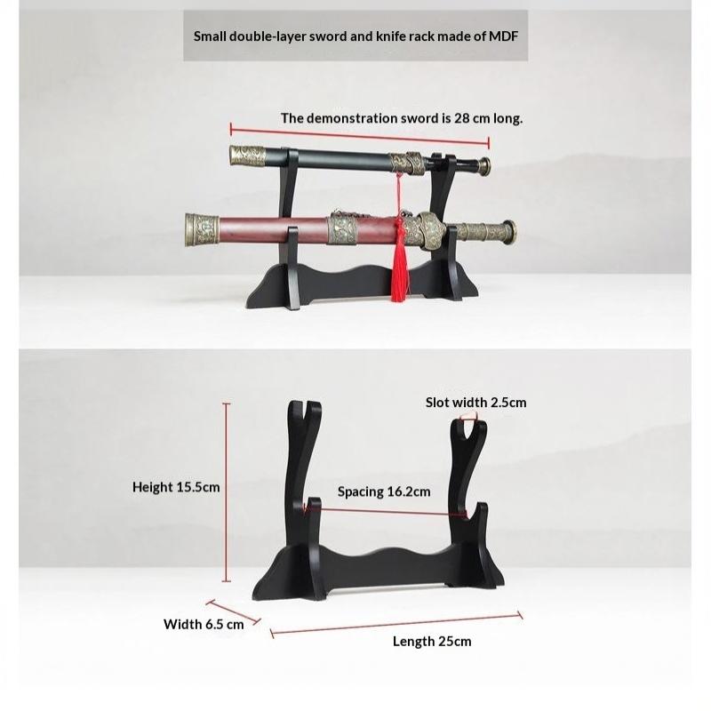 Black Wooden Mini Sword Knife Stand Stable Non Slip Base For Displaying Small Samurai Swords Collectibles On Home Desktop