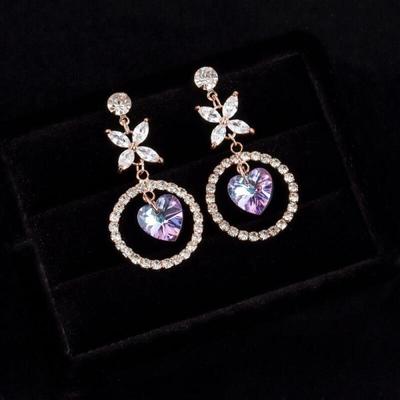 Women's Holiday Aurora Heart Cubic Earrings