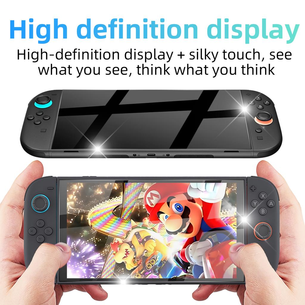 Easy Installation Screen Protector for Nintendo Switch 2 Game Console HD Tempered Glass Anti-Scratch Films with Joystick Caps