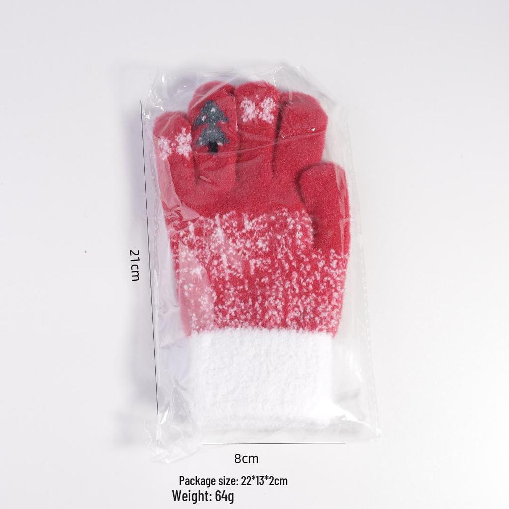 Women's Fingerless Woolen Touchscreen Gloves - Warm, Cute, Christmas Tree Design