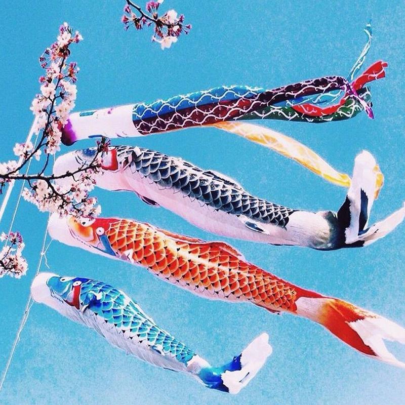 40/70/100cm Japanese Carp Spray Windsock Streamer Fish Flag Wind Chimes Hanging Decorations Yard Colorful Koinobori Kite