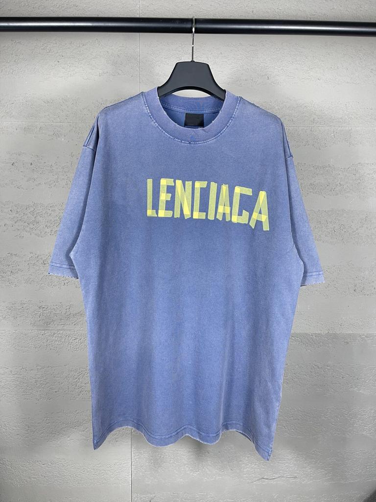 B Brand SS24 Vintage Paříž Logo Páska Prané Volné Tričko