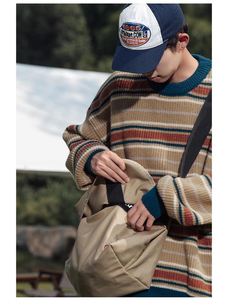 Mountain Style Retro Colorblock Stripe Sweater - Trendy American Knitwear for Couples (Autumn/Winter)