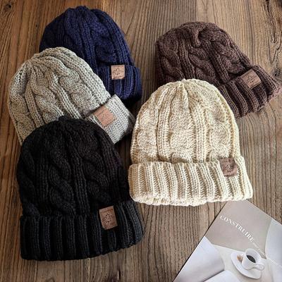 Unisex Fleece-lined Beanie Hat Winters Hats Male Female Outdoor Classic Keep Warm Winter Cap