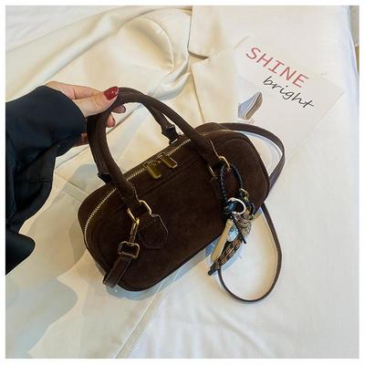 Handtasche im koreanischen Stil Myelad Wildleder Bowling für Damen - 2025 Herbst/Winter Boston Umhängetasche