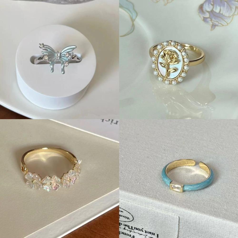 French Retro Blue Butterfly Ring Design Sense Temperament Personality Simple Cold Sense Versatile Ring