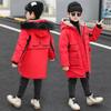 Boys' Winter Long-Sleeved Thickened Hooded Jacket Medium To Large Children's Zipper Mid-Length Collared Jacket