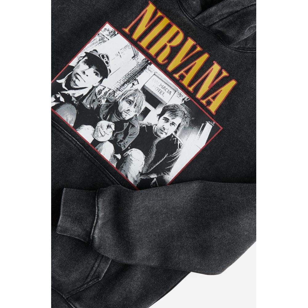 HM DESIGN HOODIE GEWASCHEN SCHWARZ Nirvana günstig kaufen — Preis