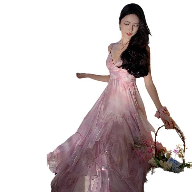 Suspender Dress Fairy Large Swing Elegant Irregular Multi-layer Skirt Beach Dress Birthday Dress Seaside Vacation Dress