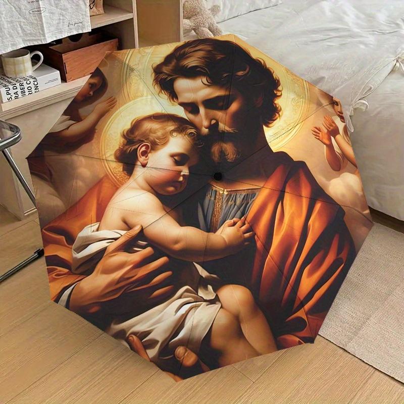 1pc Saint Joseph Themed High-quality Umbrella,Automatic Opening and Closing Umbrella,Multi-functional Umbrella G0811040