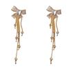 Fashion Long Tassel Butterfly Earrings Sweet Bowknot Zircon Rhinestone Earrings Shiny Crystal Tassel Earrings Girls Gifts