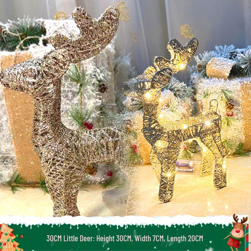 Large Luminous Wrought Iron Reindeer & Christmas Tree Ornaments for Hotel, Mall, or Garden Displays