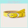 Simple Solid Color Oval Metal Buckle Decoration Women Casual Belt For Jeans Stylish Accessory
