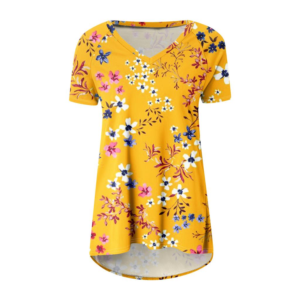 Ladies Short Sleeve Pleated Loose Tops Plus Size Casual Tops V Neck Short Sleeves Casual Summer T Shirts Ladies Tops T Shirts Shirts