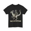 This Is an Outrage Cat Ridding Dinosaur Meme Funny Sarcastic T-Shirt