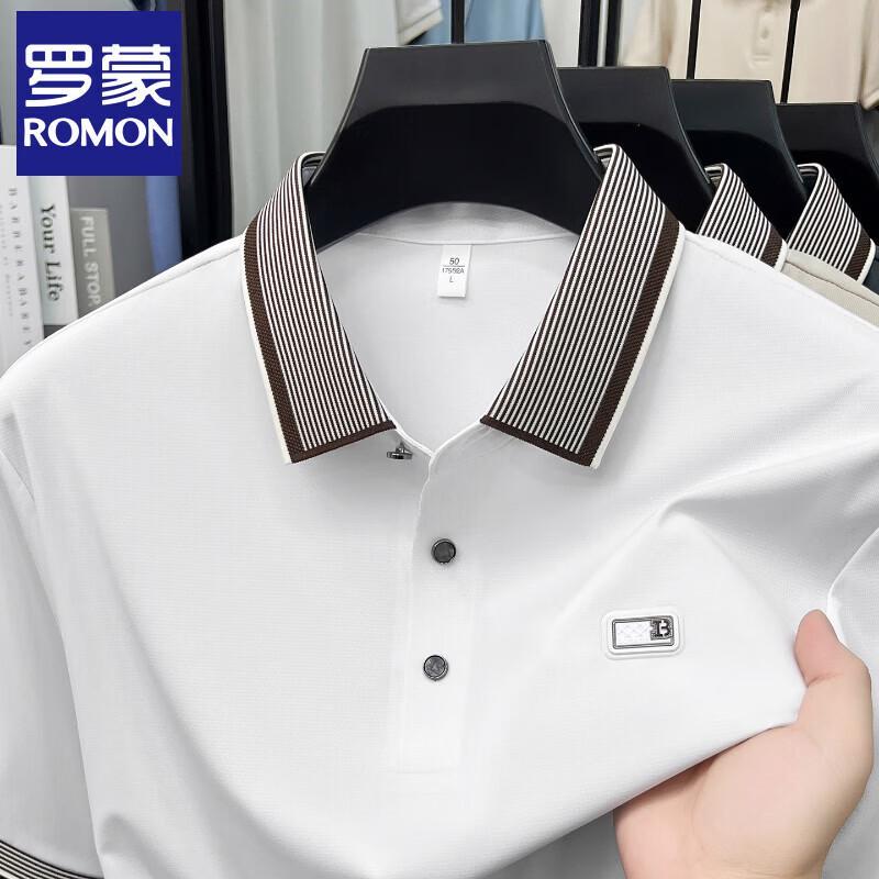 ROMON Men's Summer Business Casual Short-Sleeve Polo T-Shirt