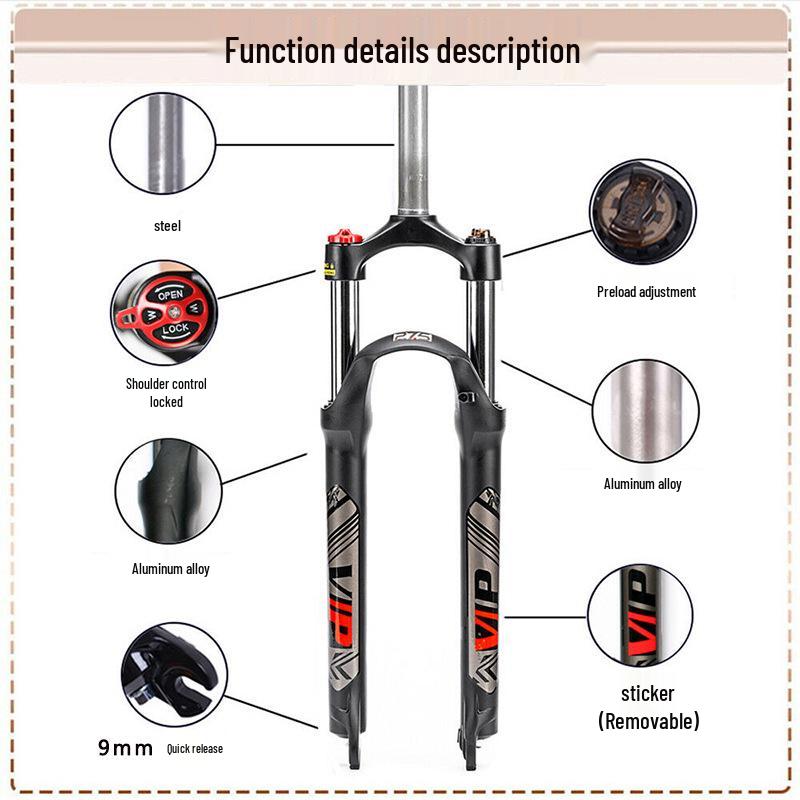Mountain Bike Suspension Fork, Straight Tube, Mechanical Disc Brake, Available in 26/27.5/29 inches