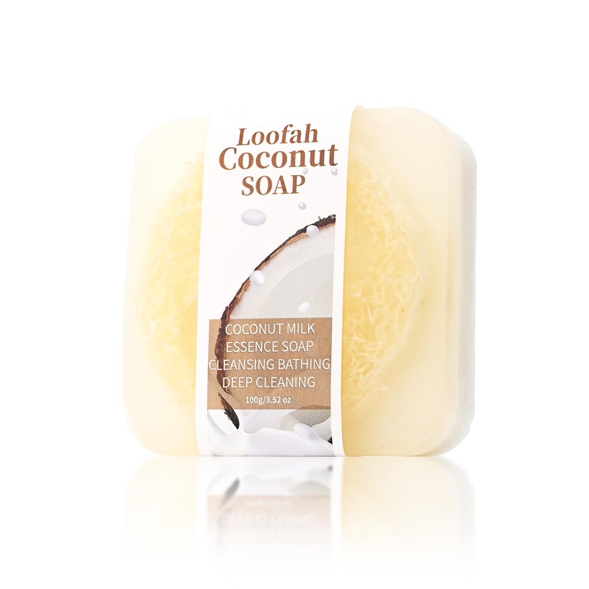 

Loofah Exfoliating Soap with Turmeric, Kojic Acid & Lemon Essential Oil for Face & Body.