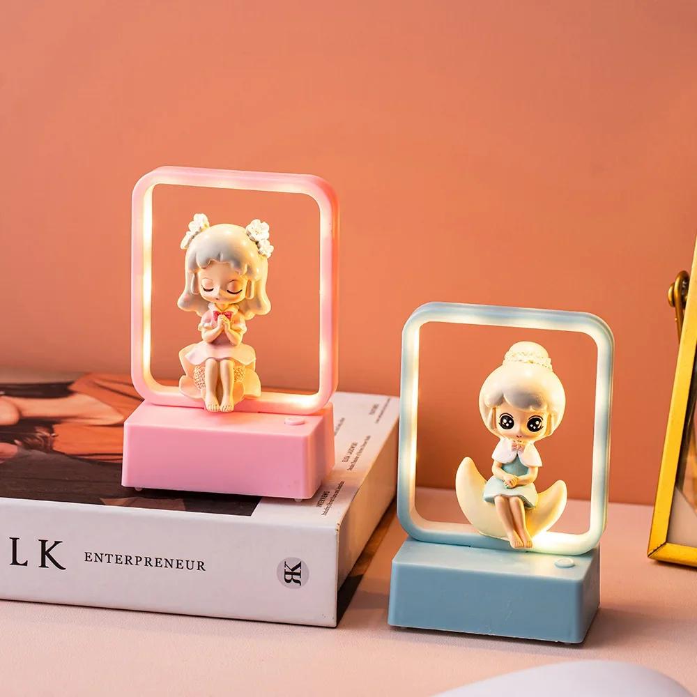 Modern Creative Room Decor Figurine Living Room Decor Girls Sculpture Accessories Cute Home Decor Night Light Ornament Gift