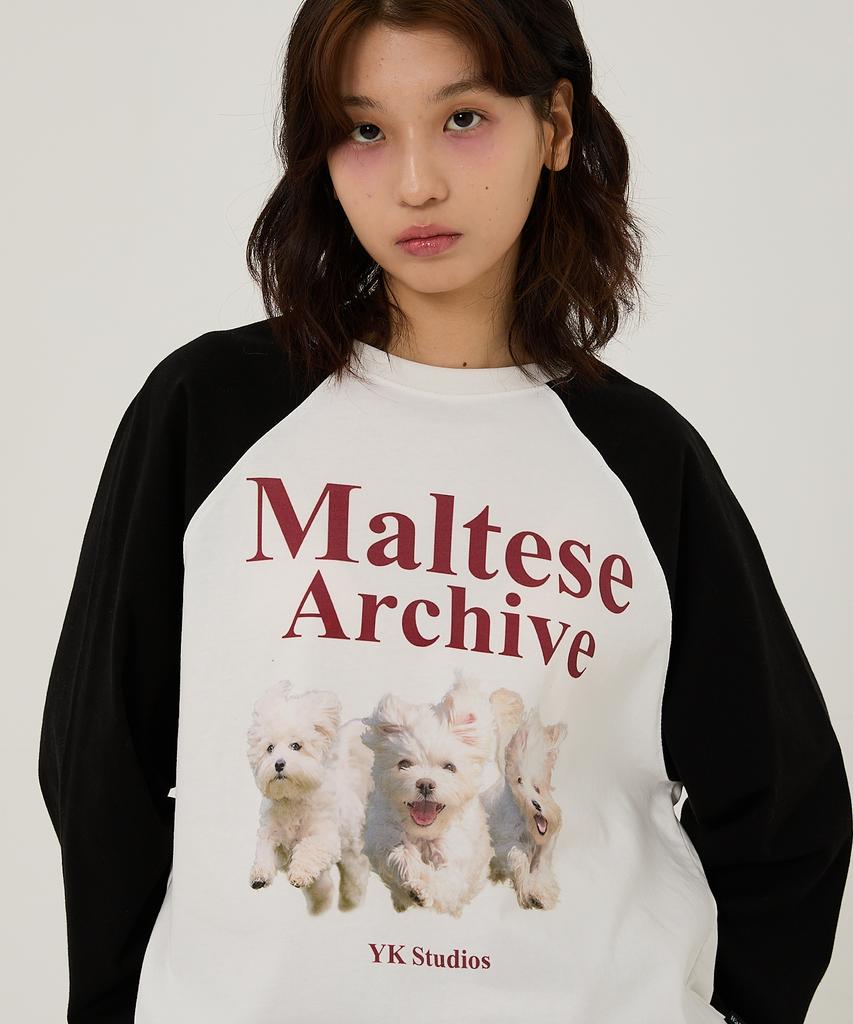 WAIKEI Maltese Archive Raglan Long Sleeve T-Shirt Ivory