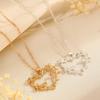 1Pc Golden‑Tone Hollow Heart Rose Flower Pendant Necklace Vintage Floral Delicate Adjustable Chain Fashion Jewelry for Women
