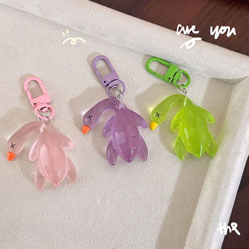 2Pcs Creative Color Change Duck Keychain  Colorful Roast Duck Keychain Novelty Cute Backpack Decoration Accessories Gifts