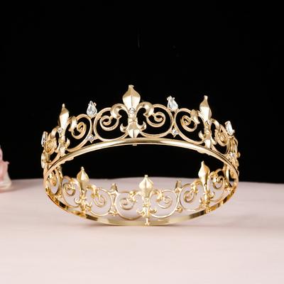 Goldene Königskrone für Herren, Tiara, Geburtstagskrone für Erwachsene, Halloween, Bühnenoper, Aufführung, Unisex