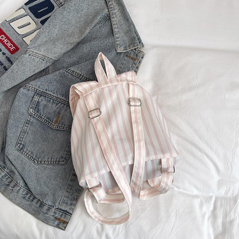 Niche Design Soft Girl Rabbit Ears Backpack Female, New Student Schoolbag Striped Large-capacity Commuter Backpack