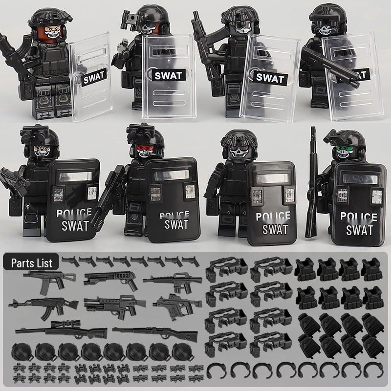 Cross-border Compatible Lego Military Minifigure Set: Police Ghost Special Forces for Educational Assembly.