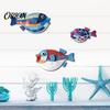 Modern Nursery Wall Art 3Pcs Wooden Fish Art, Nautical Hanging Ornaments, Rustic Ocean Style Punch Free Sculpture, Coastal Decorations for Beach House
