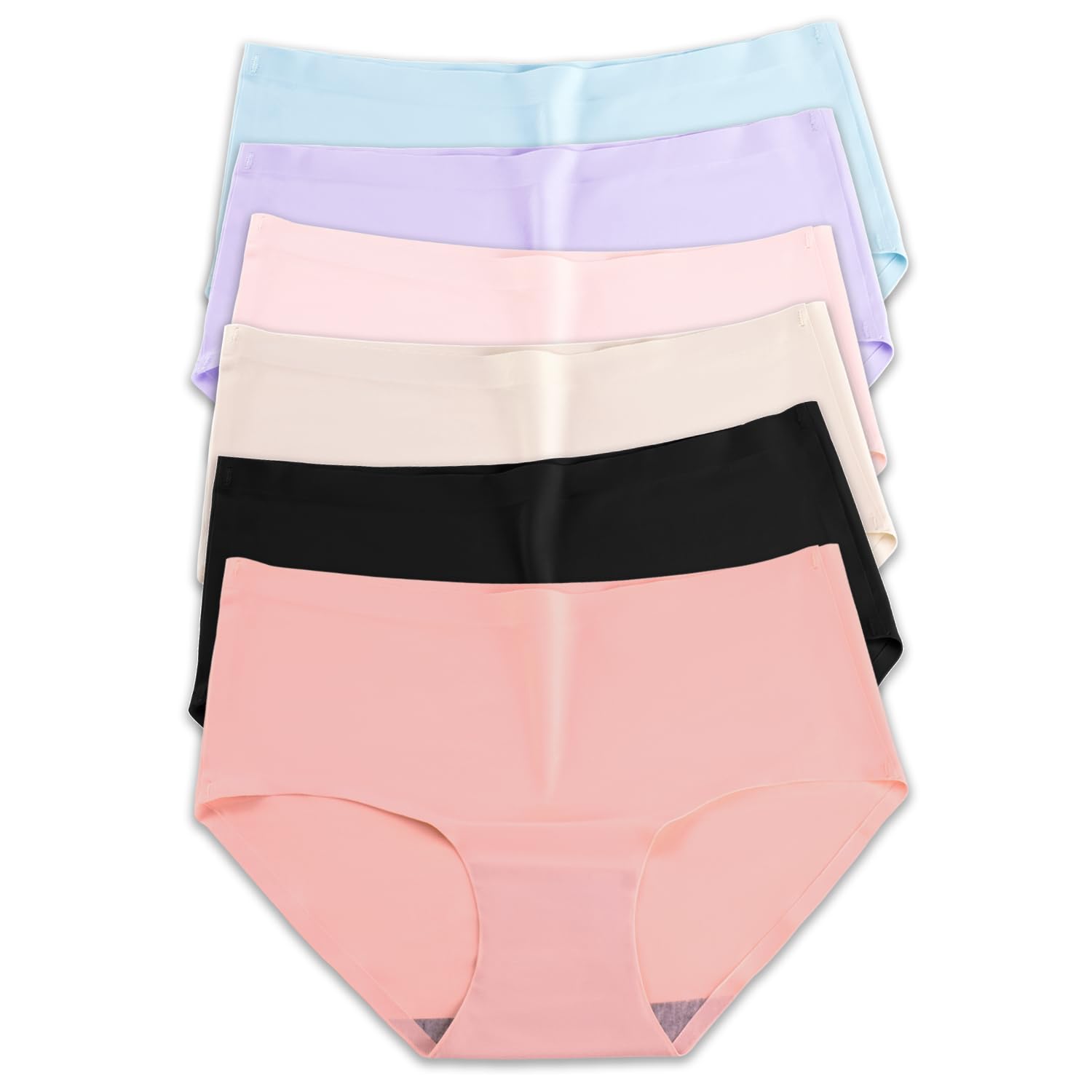 

SETSUGEN Set of Straight One Piece in Each Size Seamless No Sewn Soft Solid Colors 6-Piece Women s Panties, Edge, Color, L, Panties, Lines, Colors,