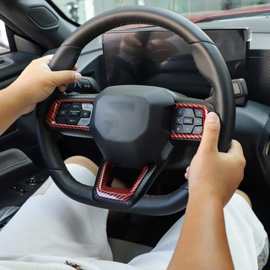 Steering Wheel Trim Sticker Accessories For Ford Mustang 2024+ Red Carbon Fiber