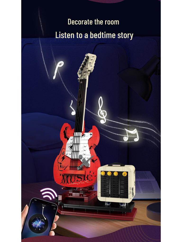 Kaiyu Electric Guitar Building Blocks - Compatible with LEGO, Creative Toy Gift for Boys Ages 5-12
