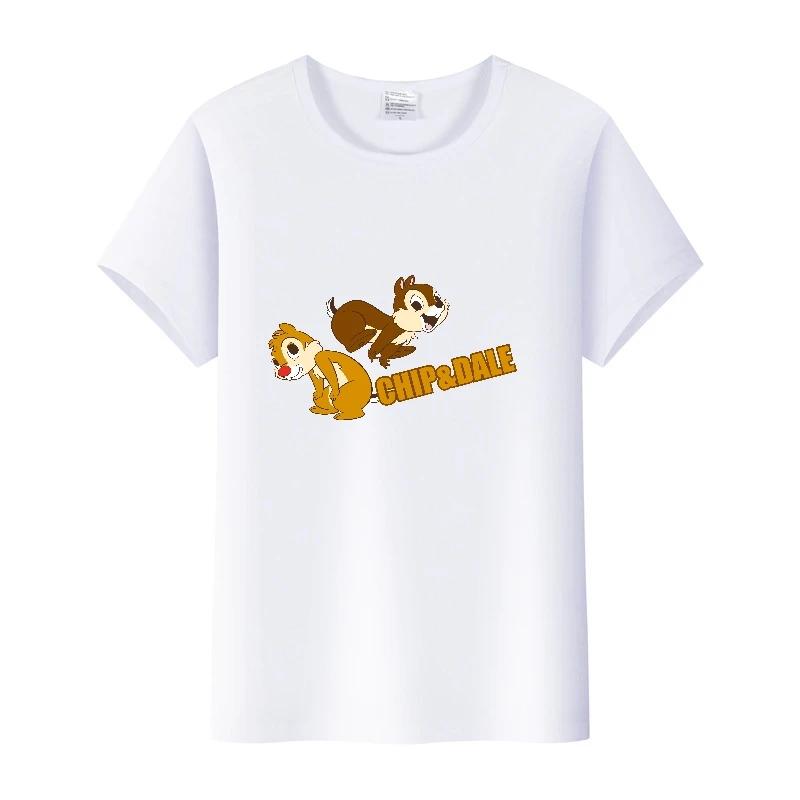 Casual Cartoon Chip 'n' Dale Graphic t-shirt Summer Blouses White Tees Clothes Y2K Tshirt Oversized Tops Unisex