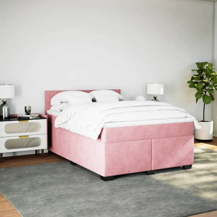 Maison Exclusive - Sommier à lattes de lit avec matelas Rose 140x190 cm Velours