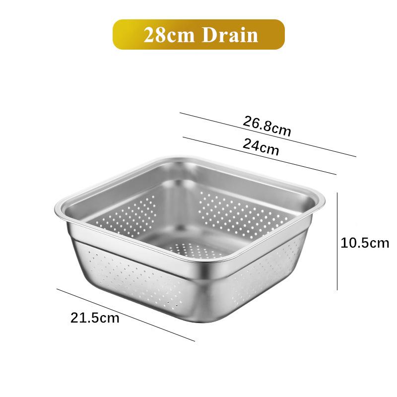 Quadratischer Edelstahl Gemüse Obst Abtropfkorb Küche Reissieb Filter Waschbecken Speise Servier Aufbewahrungs Tablett Behälter