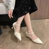 Chaussures Habillées Pointues Décontractées à Bride Cheville pour Femmes Escarpins Détail Plissé Mi-Creux Bal Mariage Talons Aiguilles Mode 2026