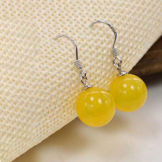 1 Pair Dangle Earrings Allergy Free Unfading High Gloss Polishing Pendant Decoration Geometric Faux Crystal Bead Hook Drop Earrings Fashion Jewelry