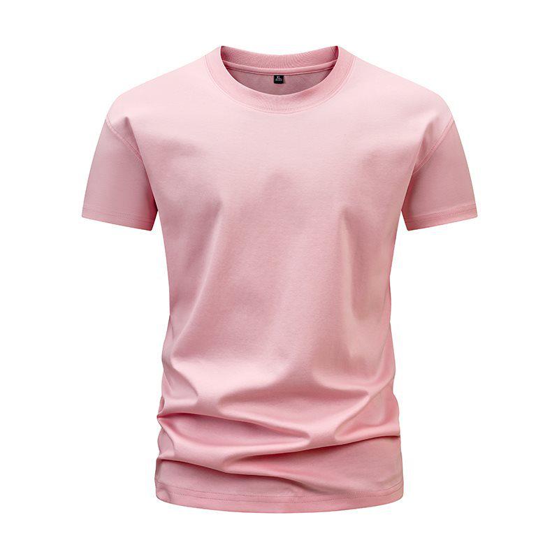 Men s Loose-Fit 250g Heavyweight True Shoulder Round Neck Short Sleeve T-Shirt 4XL розовый