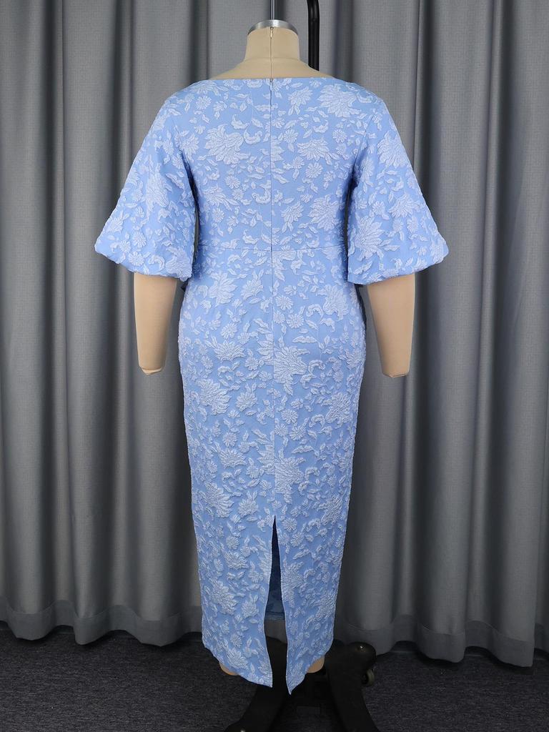 Jacquard Rüschen Bodycon Kleid in Übergröße - Elegantes Schlankmachendes Party-Outfit