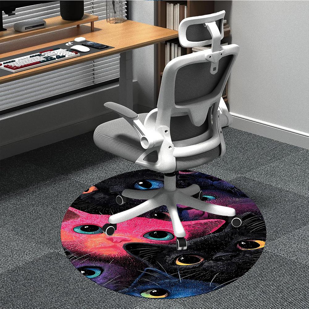 

1pcColorful Cats Office Round Area Rug, Indoor Mat Suitable ForOffice, Under Office Chairs Bedroom Living Room Home Decor, Room Deco 089 80cm by 80cm