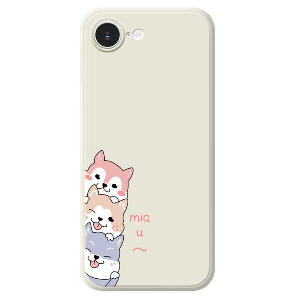 For iPhone 16e Case 3 Cute Dogs Pattern Printing Straight Edge TPU Phone Back Cover
