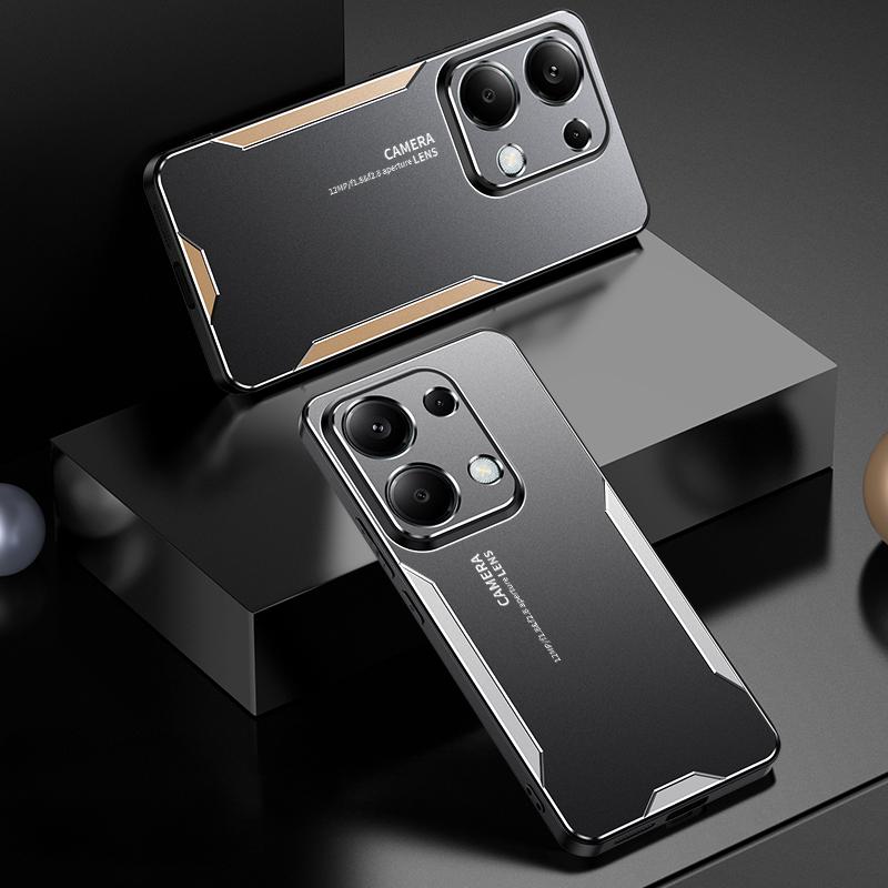 För POCO M6 PRO 4G Fodral Lyx Laser Carving Metall Stötsäker Aluminiumlegering Bakstycke för Xiaomi POCO M6 PRO 4G Kameraskydd Matt Fodral