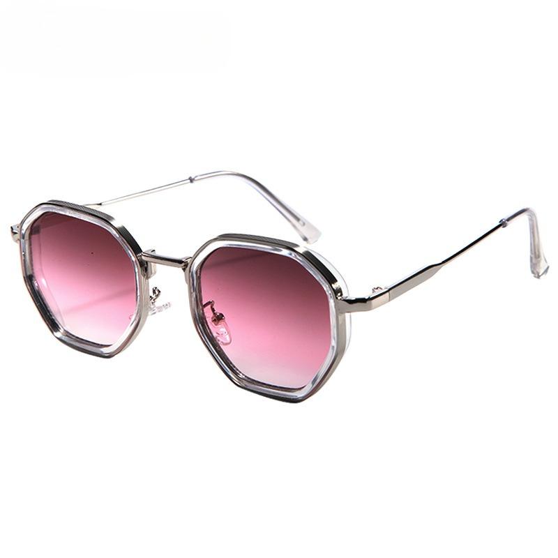 Fashionable Punk Sunglasses Men s Metal Polygonal Large Frame Trendy Sunglasses Outdoor Sun Protection and Sunshade Glasses