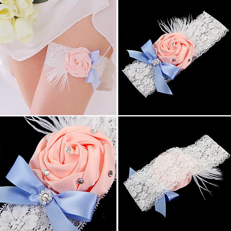 European Style White Pearl Rhinestone Flower Bridal Garter