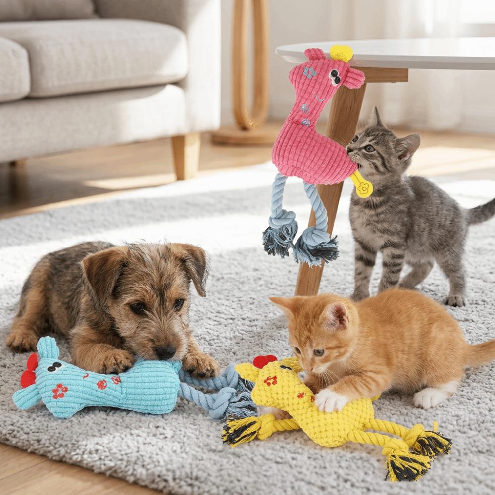 Animal Shaped Dog Toy Soft Plush Chew Toy Full Size Fit Plush Toy  Dental Care синий