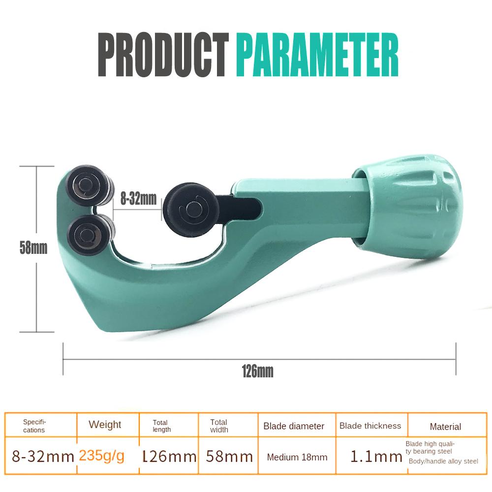 Stainless Steel Corrugated Pipe Cutter Cutter Air Conditioner Tube Copper Steel Pipe Cutter Wheel Metal Pipe Tool Accessories зелёный
