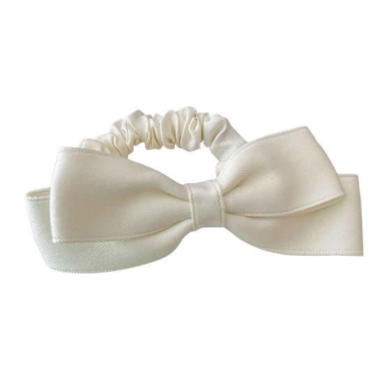 Hair Tie High Elastic Smooth Satin Hair Rope with Hand-Sewn Bow Decor French Retro Style Ponytail Holder Hair Accessories