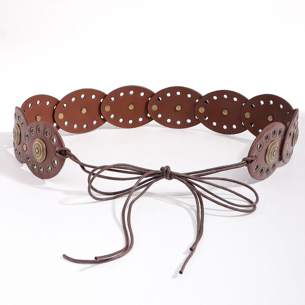 Y2K Rivet Waist Belt Korean Style PU Leather Belt Pants Punk Wide Waistband  Decorative Jeans