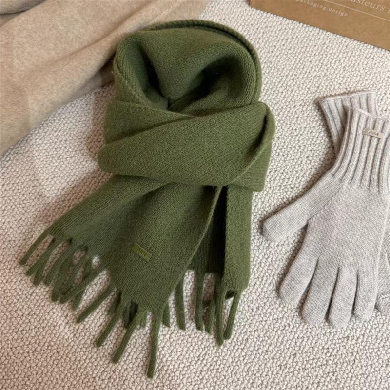 New Winter High end October Siege All Match Solid Color Wool Scarf for Women Thickened Warm Long Scarf